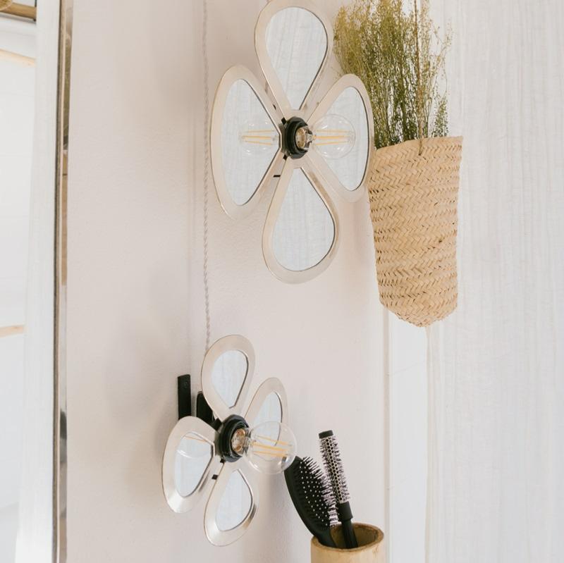 Applique murale miroir maillechort argenté 24cm électrifiée - COSYDAR