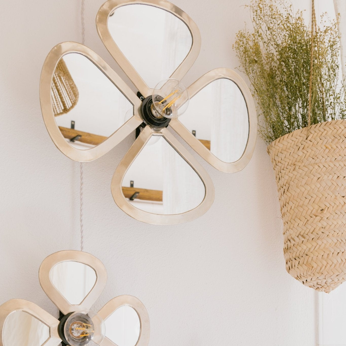 Appliques murales miroir maillechort argenté LULE décoration murale bohème