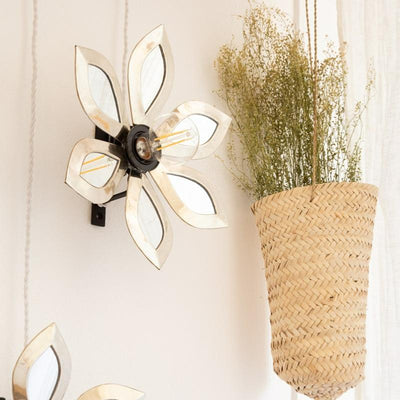 LULE Nickel Silver Mirror Wall Light - Tapered Petal Design 30cm