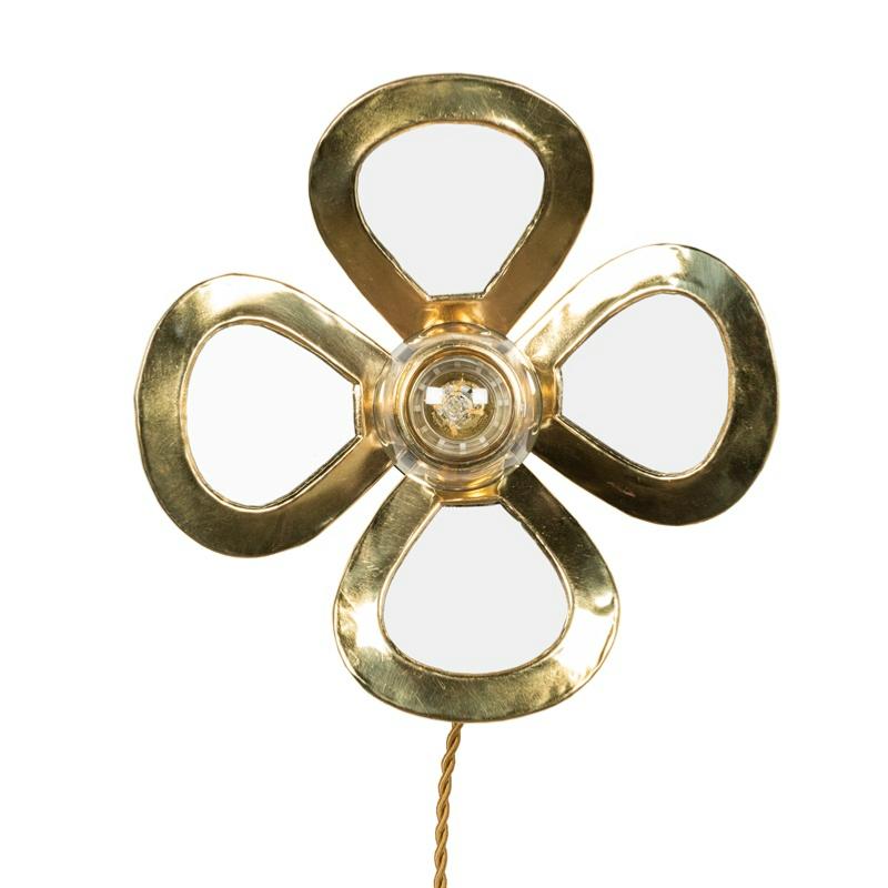 Applique murale miroir LULE fleur laiton doré 24cm vue de face - création Cosydar