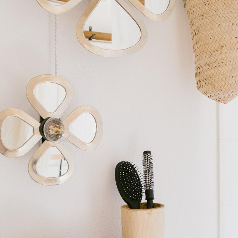 Applique murale argentée en Maillechort et miroir LULE - 24cm - COSYDAR