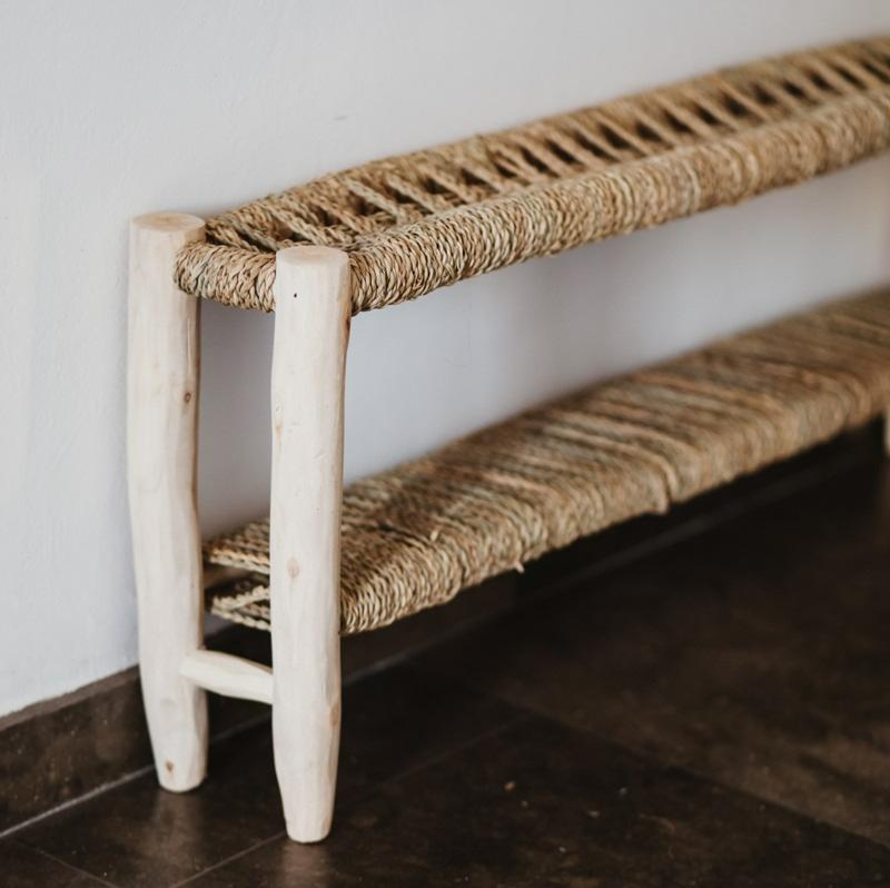 Banc Avec Rangement en Bois et Corde - COSYDAR