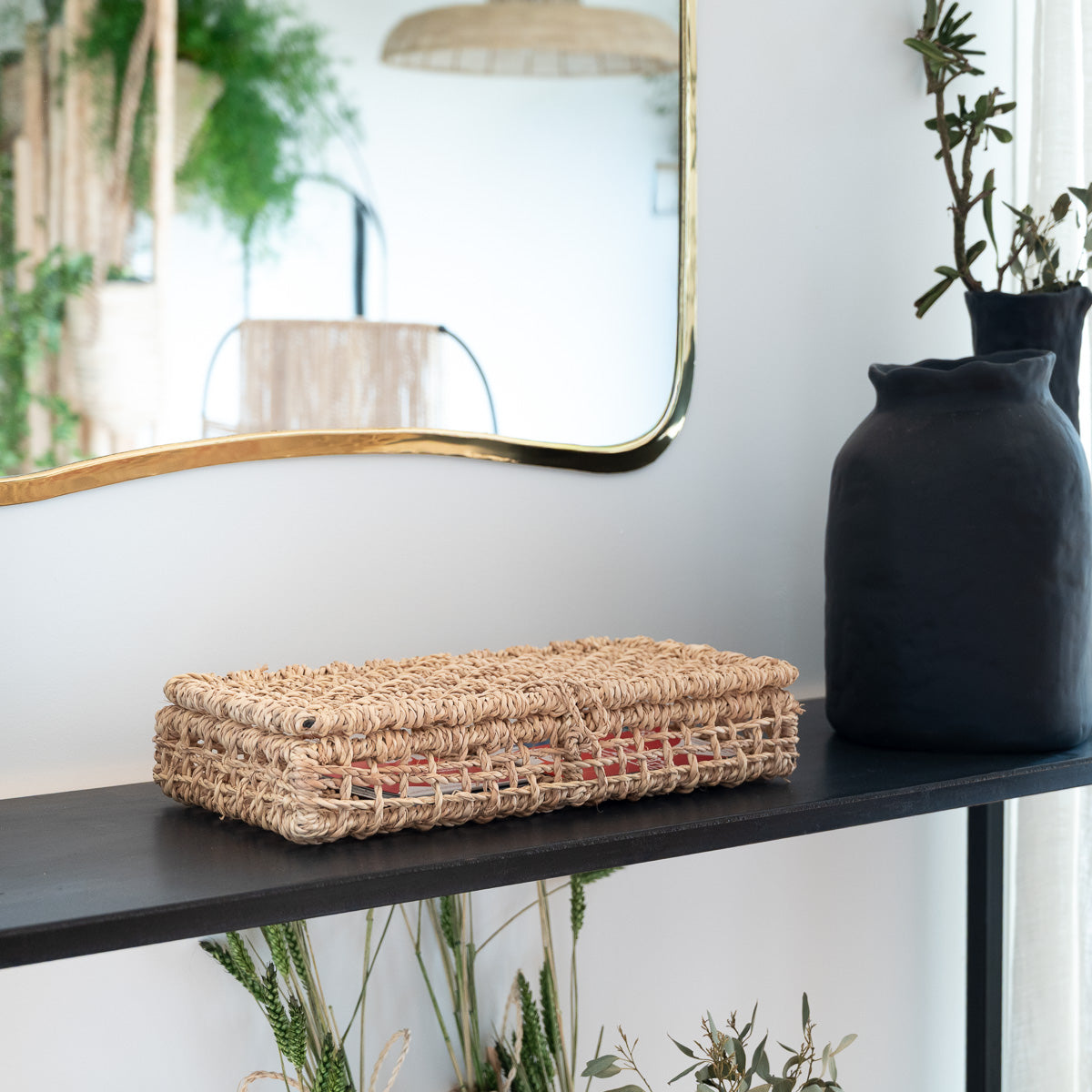 Boîte de rangement LINE en corde de palmier avec couvercle