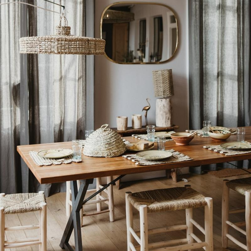 Cloche tressée en fibre naturelle pour protéger les plats à l'intérieur ou à l'extérieur - COSYDAR