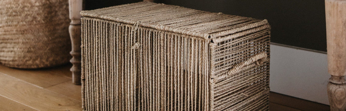 Coffre de rangement tressé en fibre naturelle - COSYDAR