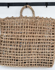 Corbeille de rangement ZEN en corde de palmier avec anse - vue de face accrochée