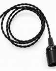 Suspension électrique 1,50 m câble textile torsadé noir, douille E27 lisse noire – Cosydar