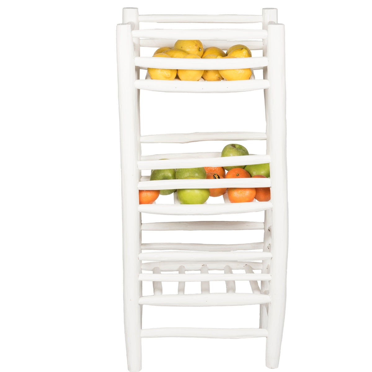 Desserte artisanale en bois peint en blanc idéale pour ranger les légumes et fruits