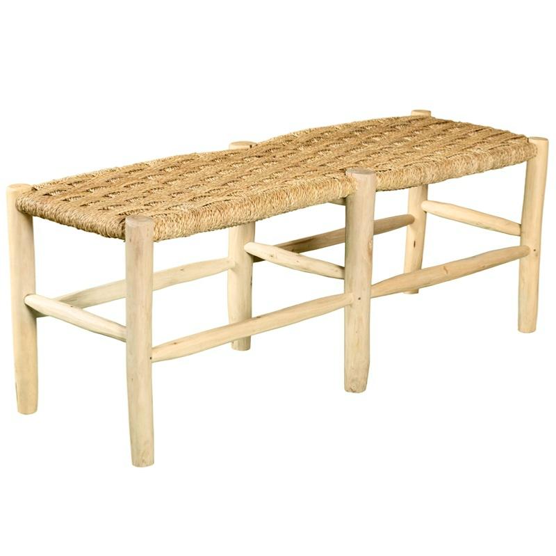 Grand Banc en Bois tressé artisanalement en Doum Naturel - COSYDAR