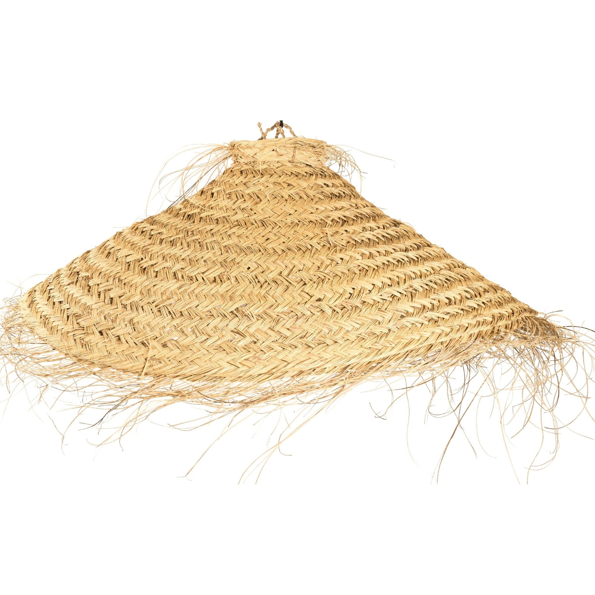 Détail du tressage de Suspension conique en fibre naturelle Alfa DOME – luminaire naturel