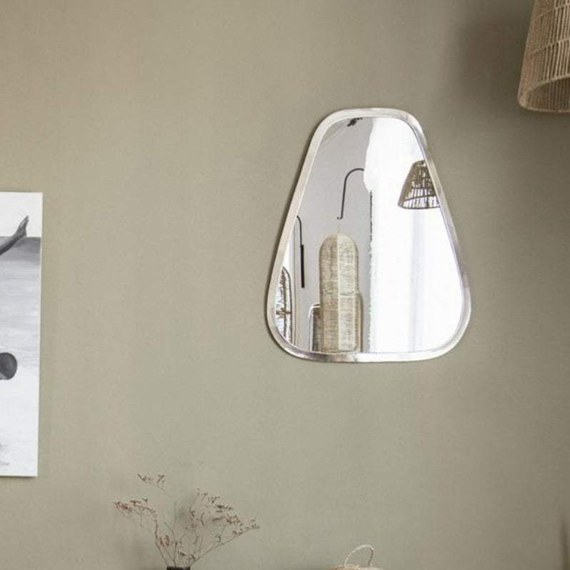 Grand Miroir Mural Argenté fait main - forme Trapèze en Maillechort - 90cm - COSYDAR