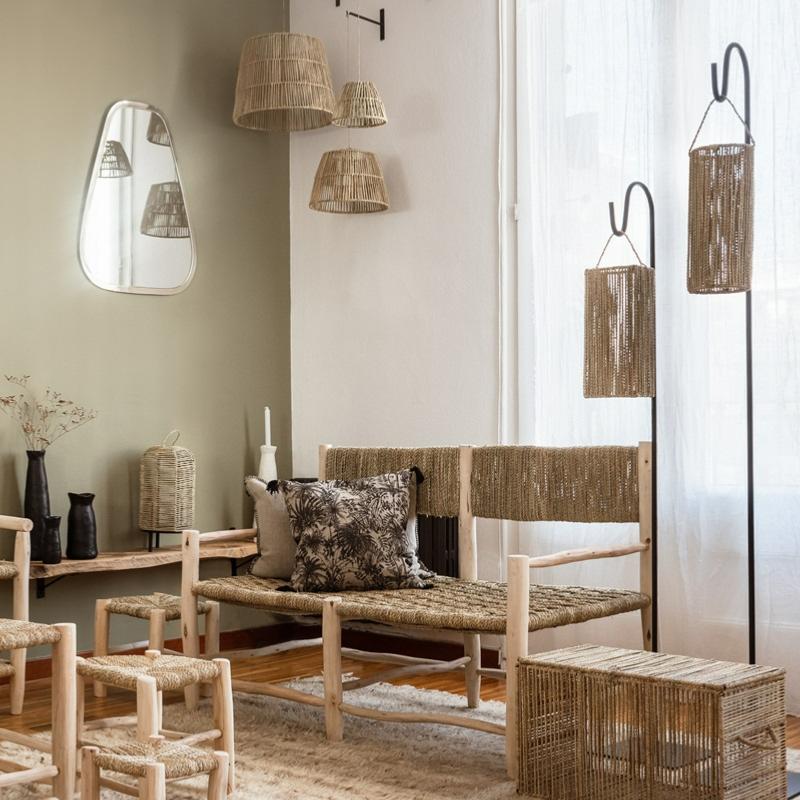 Grand Miroir Mural Trapèze Artisanal, argenté en  Maillechort - 90cm - COSYDAR