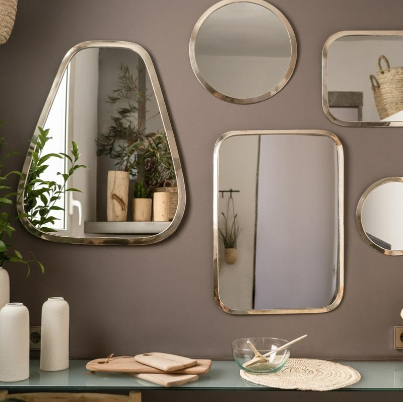 Miroir Mural Trapèze Artisanal en Maillechort - 80cm - COSYDAR