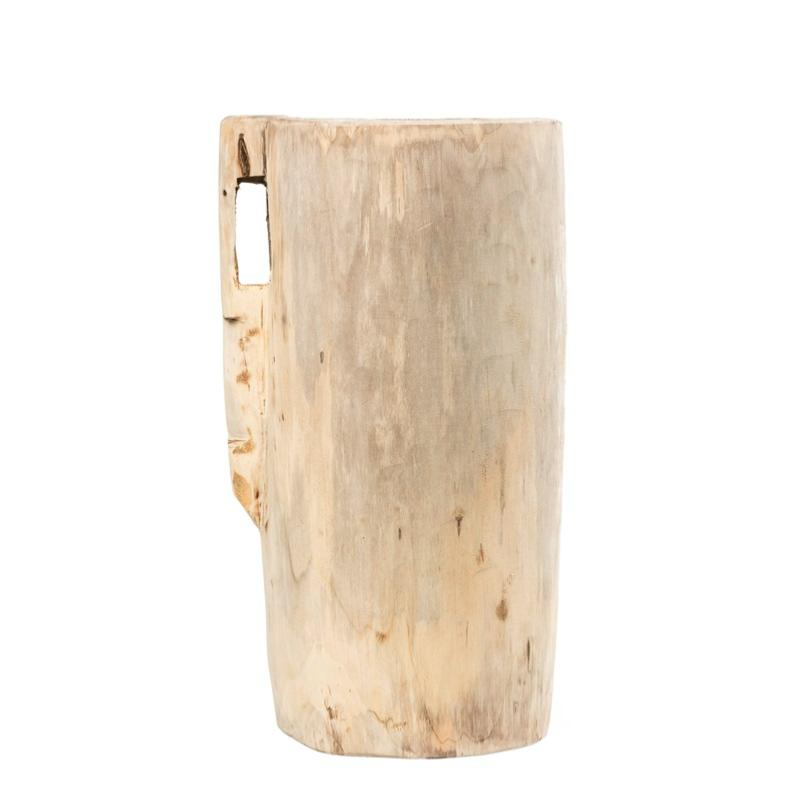 Grand pot décoratif en bois de noyer naturel sculpté à la main, pièce artisanale unique