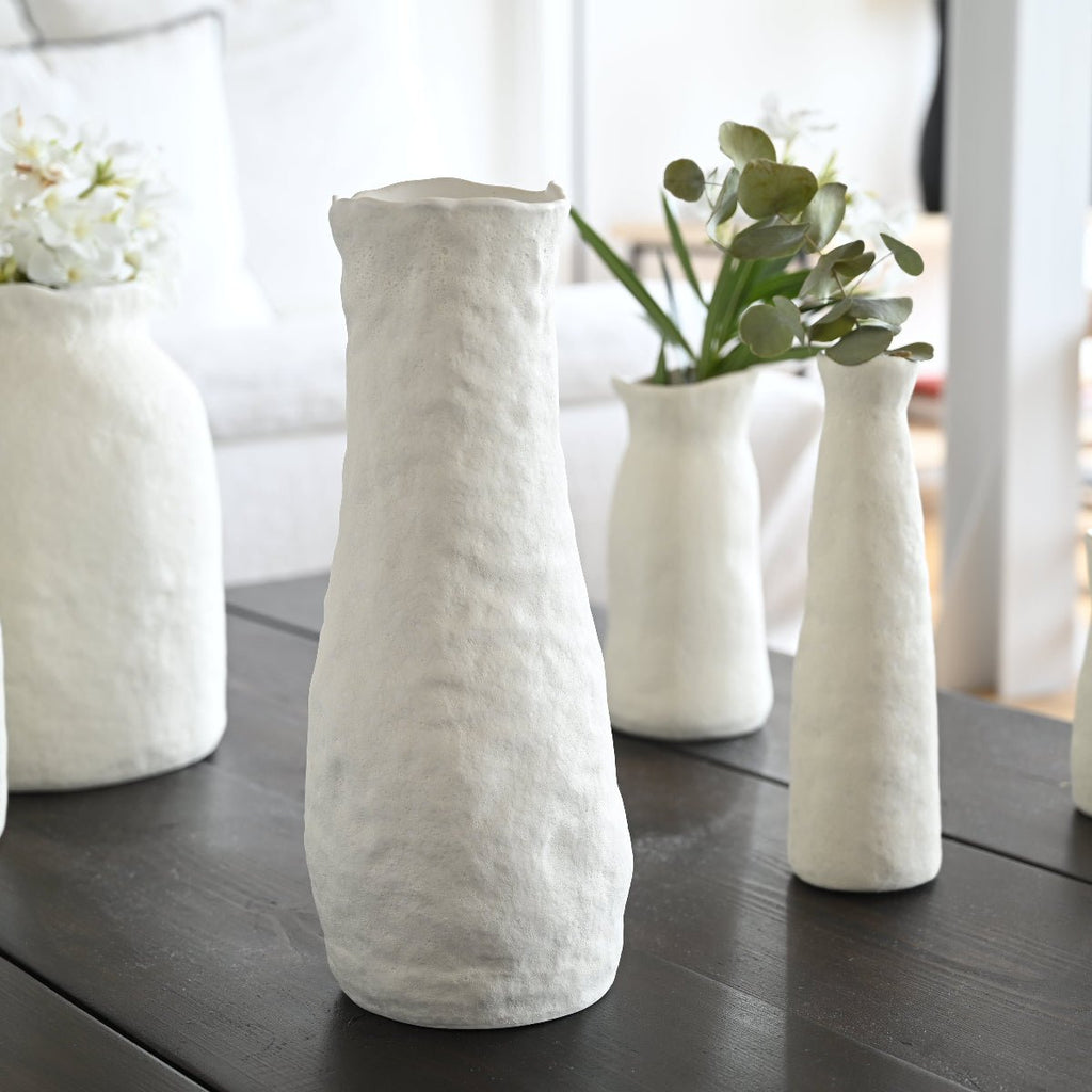 Vase Blanc En Ceramique, Petit Vase À Fleurs Moderne Decoratif De Table