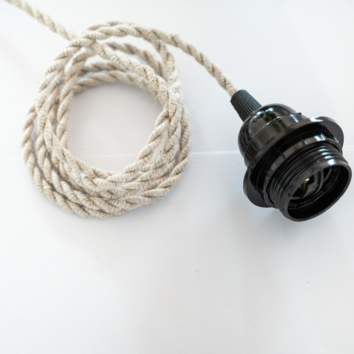 Suspension ëlectrique cable textile torsadé Couleur Écru (lin)