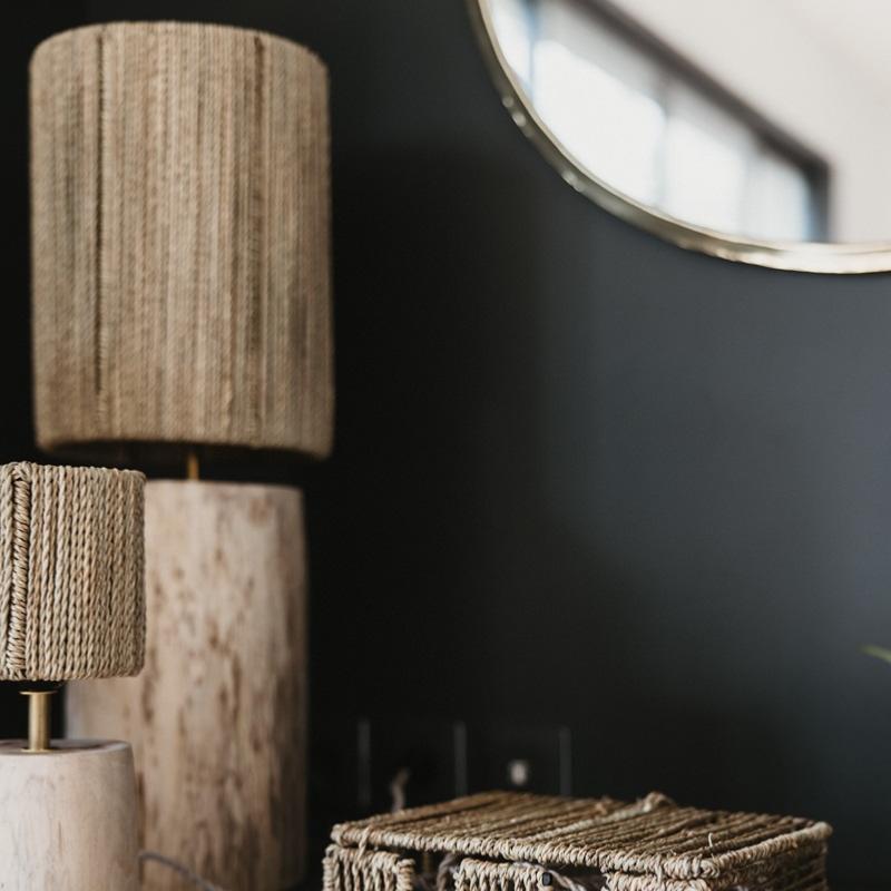Lampe à Poser KANO - Bois Noyer et Corde - COSYDAR