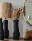 Lampe de chevet grès noir raphia naturel filé TANA NOIR – ambiance bohème naturelle Cosydar
