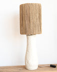 Lampe de chevet tressée en corde de palmier grès blanc KANO SCULPT – décor méditerranéen miroir doré Cosydar