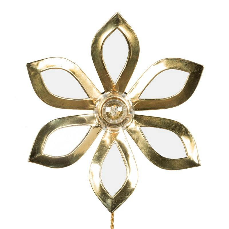 Applique miroir LULE fleur laiton doré 30cm vue de face fond blanc - création Cosydar
