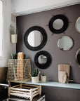 Miroir Tressé en Raphia Noir - 53cm - COSYDAR