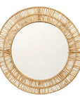 Miroir Mural Rond en Raphia Naturel - 53cm - sur fond blanc