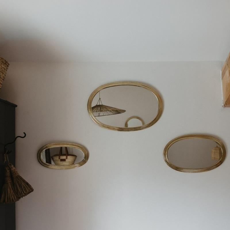 Miroirs ovales laiton doré artisanaux décoration plafond style bohème