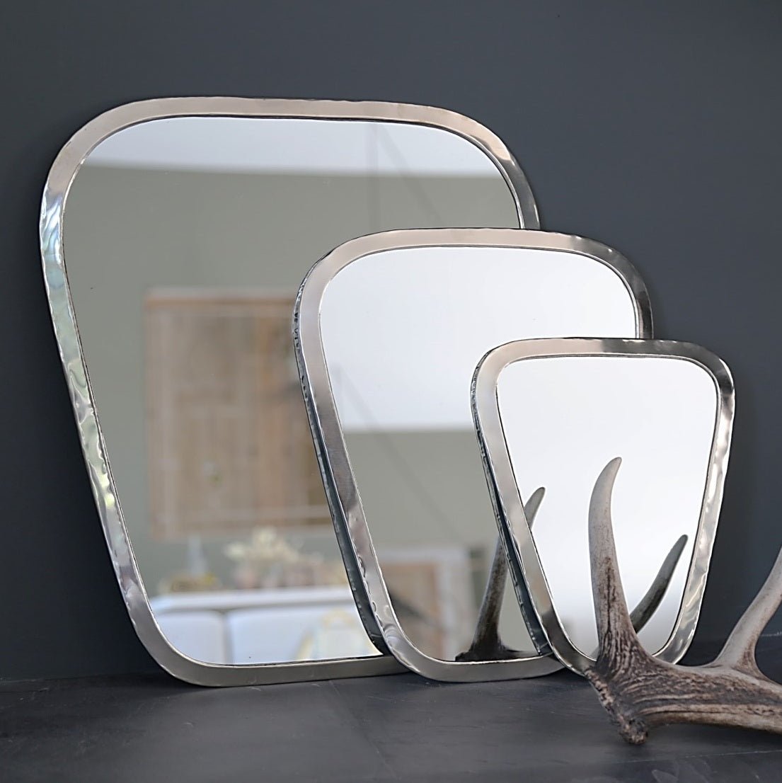 Miroir Argenté Trapézoïdale Artisanal en Maillechort - 3 tailles - COSYDAR 