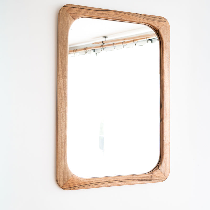 Miroir Mural rectangulaire en Bois de Noyer Massif