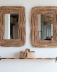 Miroir rectangulaire tressé en corde style ethnique chic