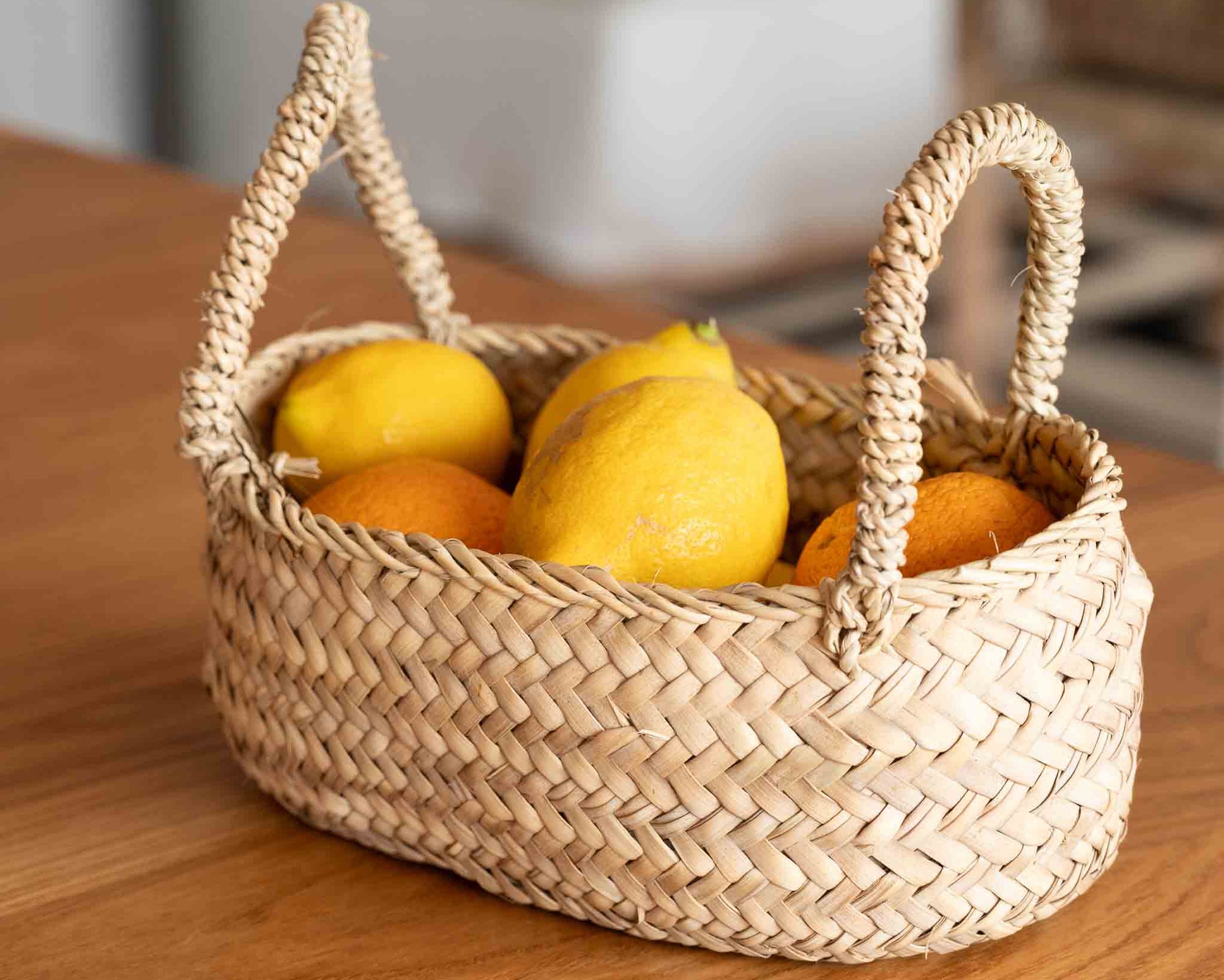 Panier a fruits en corde de palmier avec anses tressées - COSYDAR