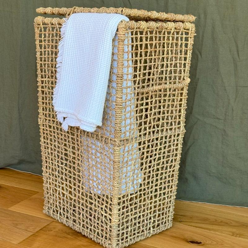 Panier à Linge Tressé en corde, avec Couvercle COSYDAR