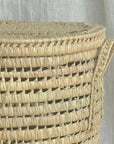 Panier à linge rond en osier avec couvercle