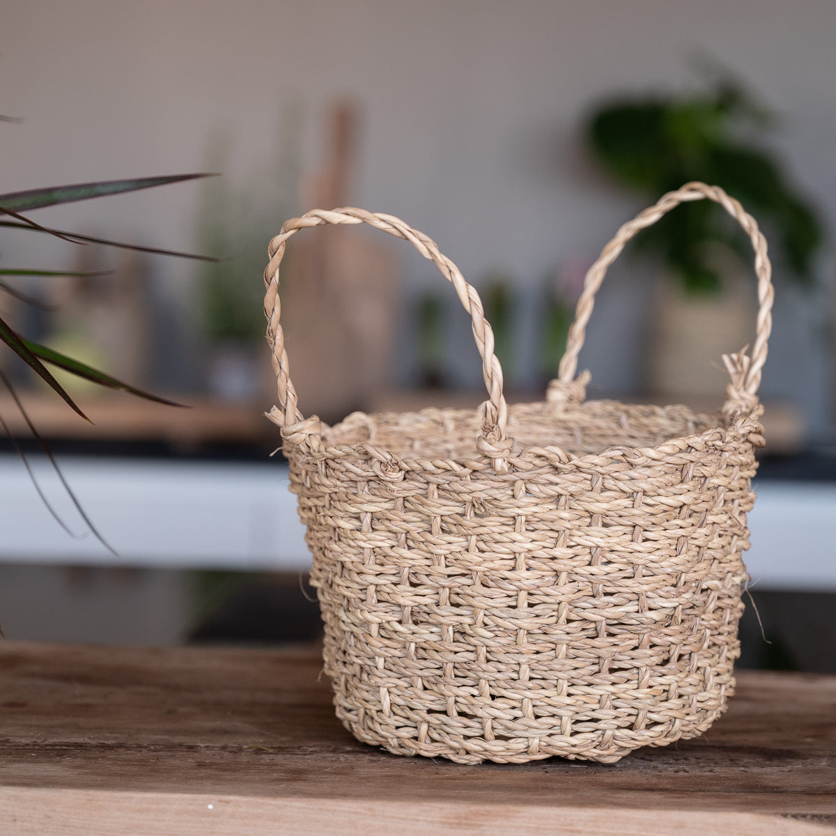 Panier avec anses tressés en corde de palmier - Gamme Zen de Cosydar-deco