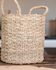 Panier ZEN artisanal en corde de palmier avec anses tressées - vue de face