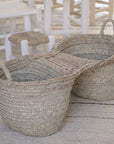 Panier tressé en feuille de palmier double avec2 anses