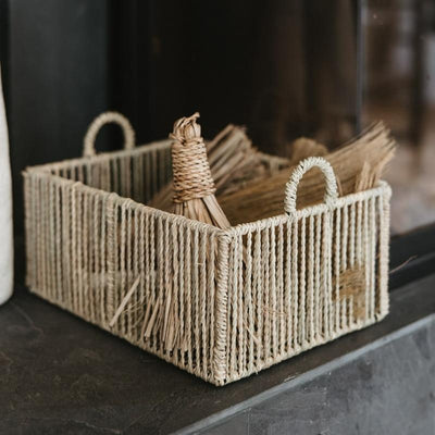 Corbeille Tressée en Fibre Naturelle LINE L - Rangement avec Anses
