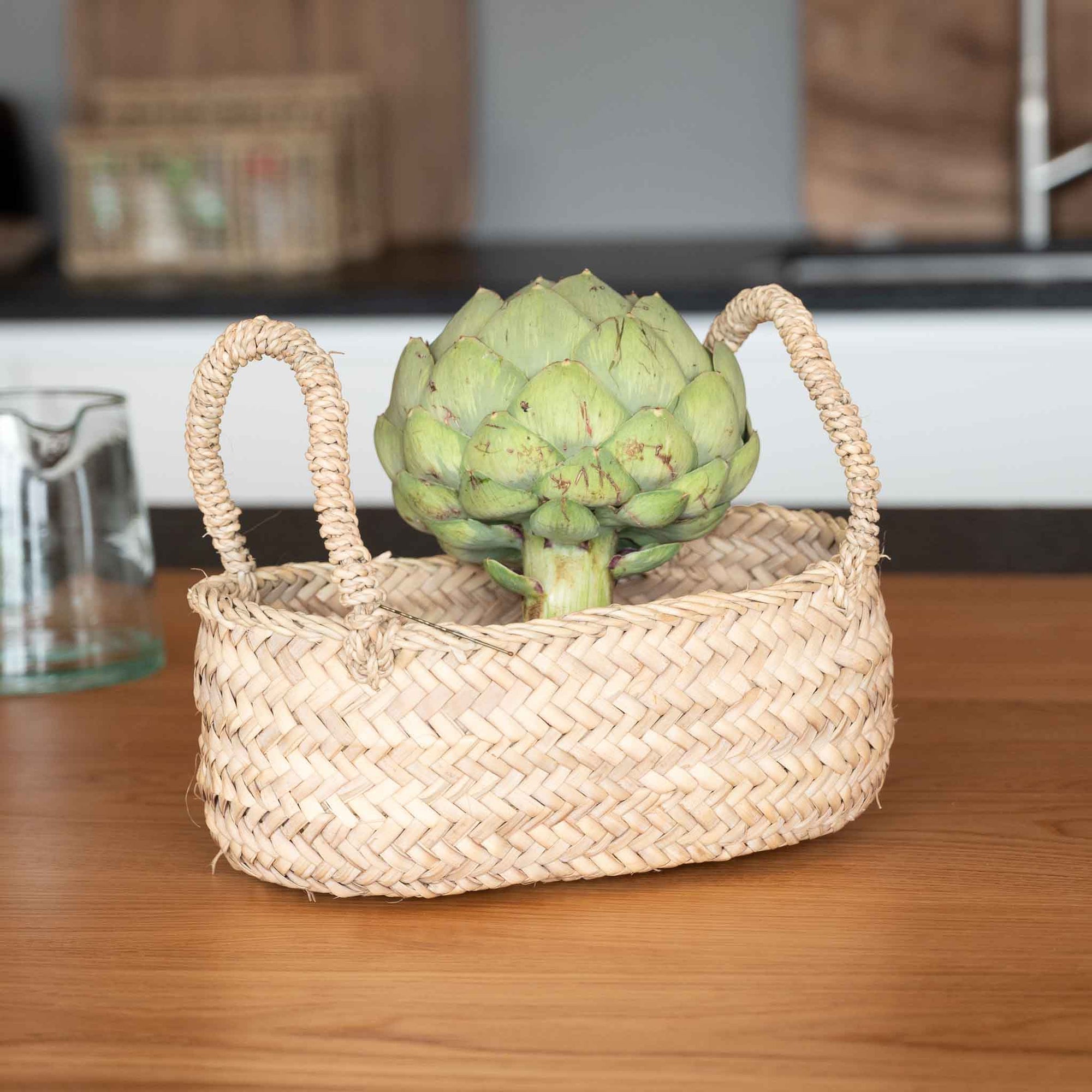 Panier en corde de palmier avec anses tressées pour ranger les artichaux et autres fruits et légumes - COSYDAR