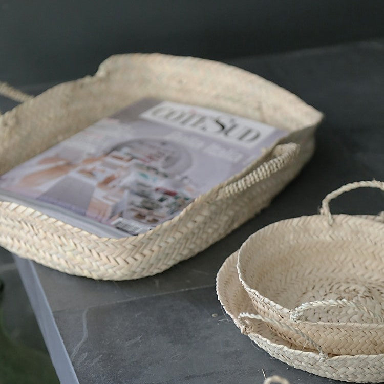 Panier Tressé pour ranger les magazines, avec 2 anses