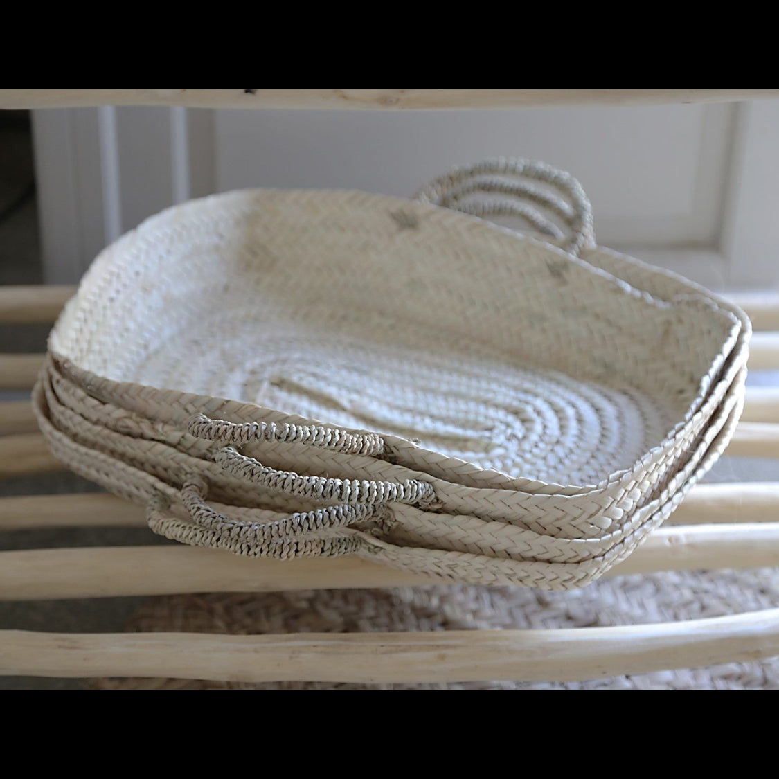 Panier tressé avec anses forme rectangulaire COSYDAR