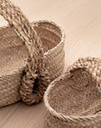 2 paniers Ovales ARTISAN tressés en feuille de palmier