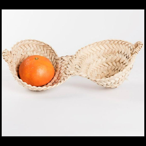 Petit panier tressé en feuille de palmier - forme double ARTIZAN