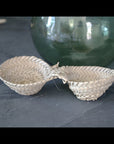 Petit panier double tressé en feuille de palmier