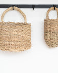 Petits paniers tressés ZEN en fibres naturelles avec anse - 10x10cm - accroché au mur COSYDAR
