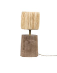 Lampe à poser artisanale en noyer et raphia - COSYDAR