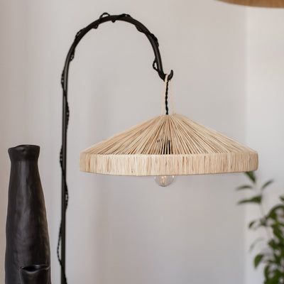 TEKU Floor Lamp Stand 30 cm – Hand-Forged Steel, Curved Hook