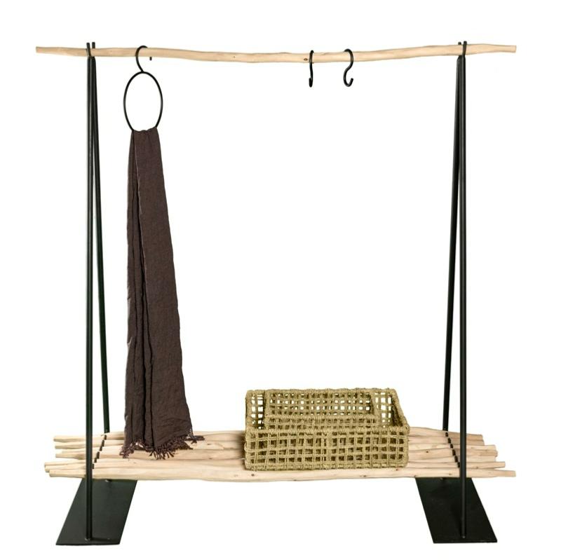 Portant à vêtements avec étagère en bois - COSYDAR