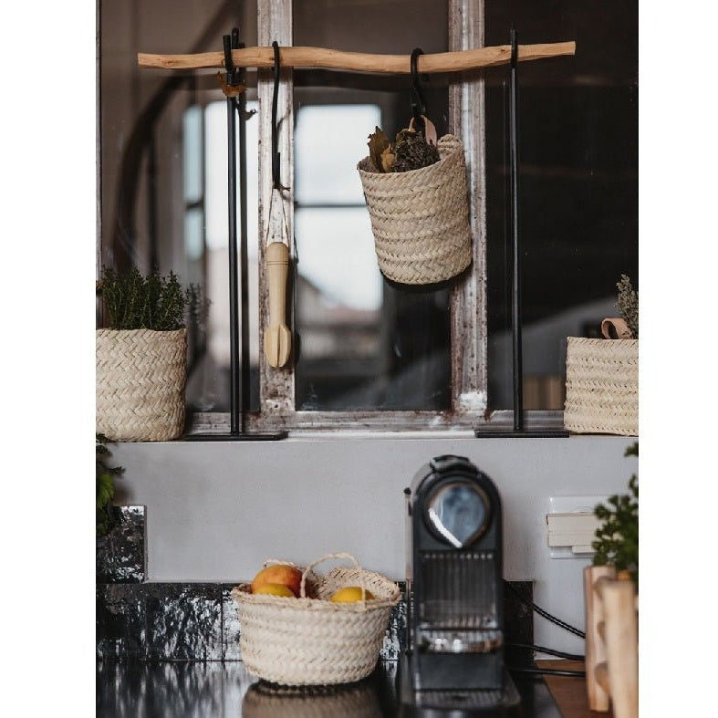 Portant décoratif 50cm bois brut métal noir – bijoux accessoires étagère