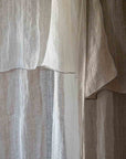 Rideau Voilage 100% Lin Ajustable avec Anneaux - Blanc et Naturel - COSYDAR - DECO
