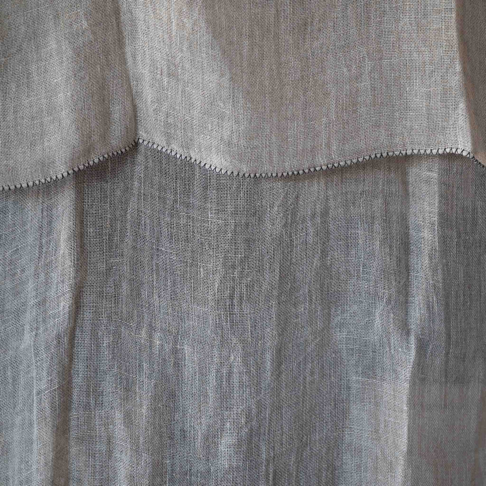 Rideau Voilage 100% Lin Ajustable avec Anneaux - Blanc et Naturel - COSYDAR - DECO